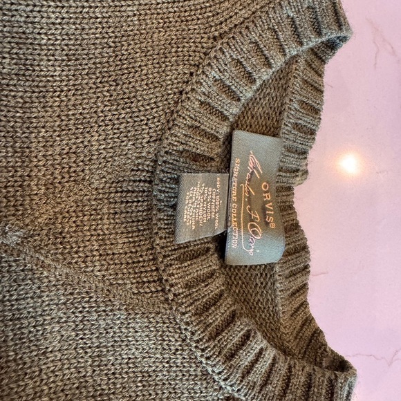 Orvis Signature Collection Army Green Wool Blend Crew Neck / large - Picture 6 of 10